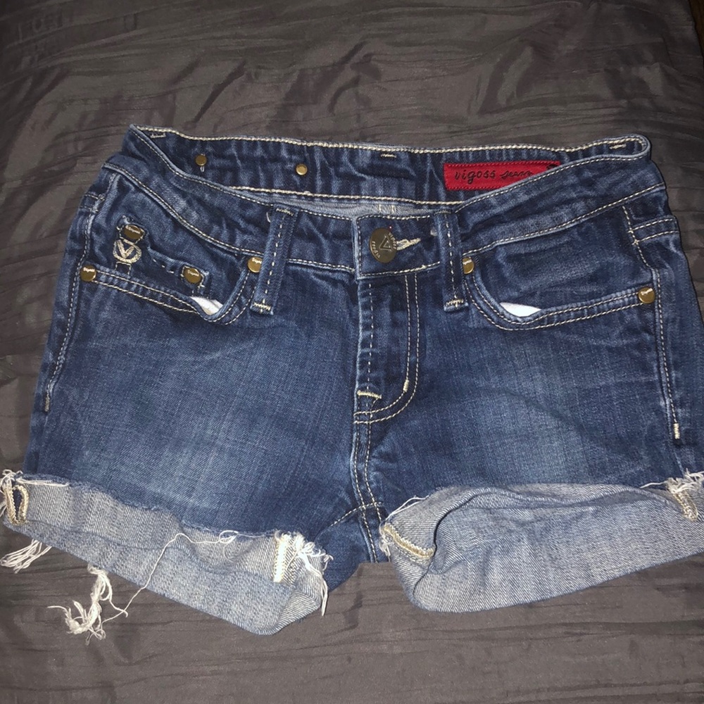 size 0 dark blue jean shorts